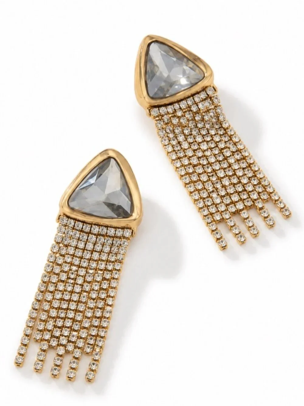 New! Gold Crystal Rhinestone Statement Earrings NWOT (3042)